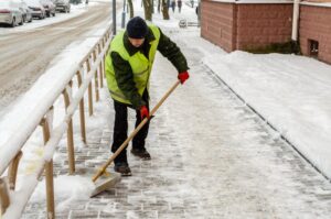 Sidewalks cleaning after snowstorm